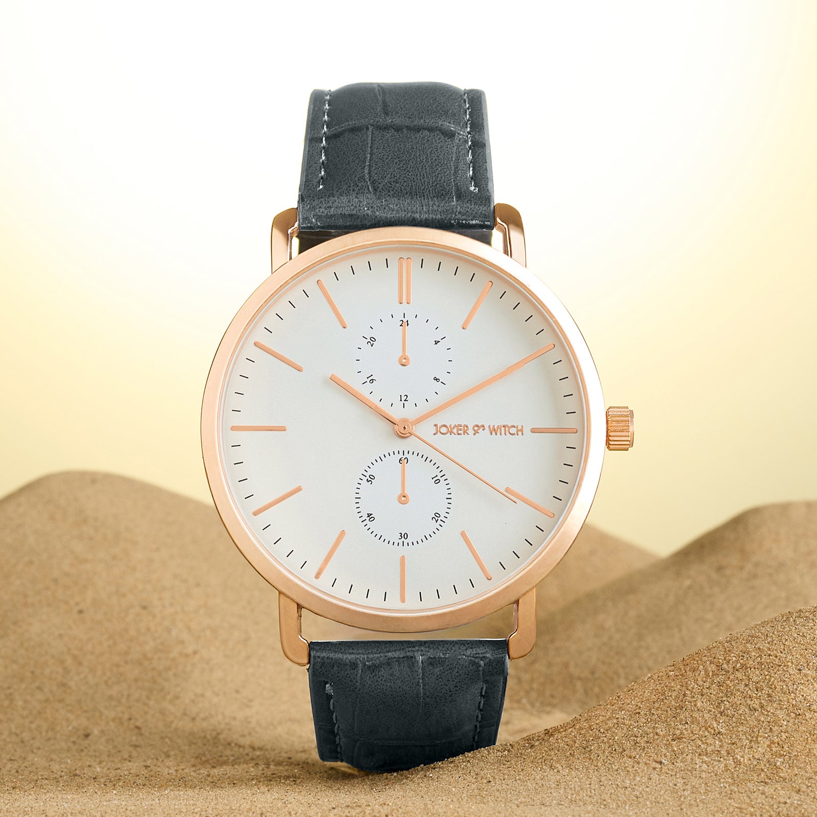 JOKERD ベニントン Orion White XLarge Dial Grey PU Strap Men's Watch