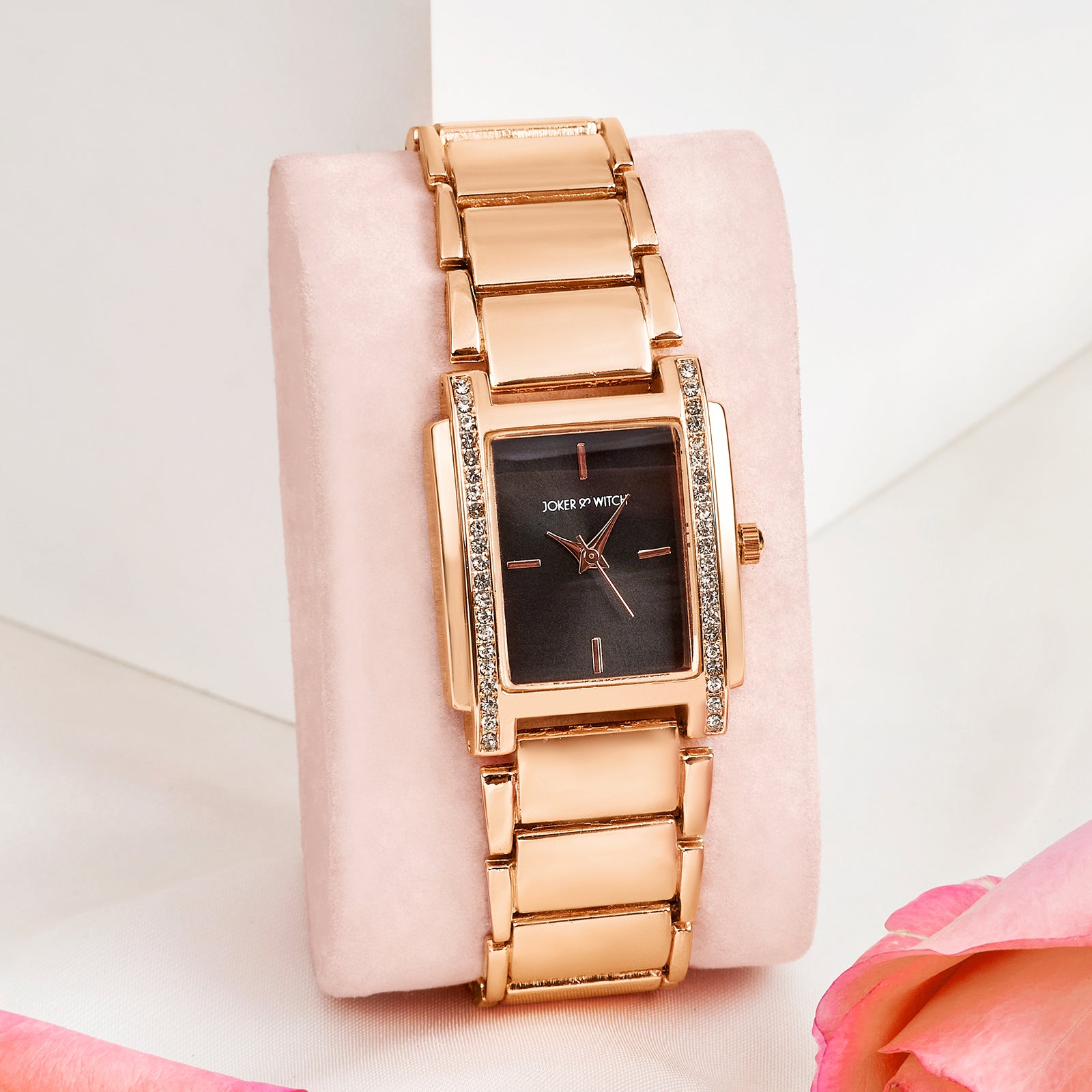 Silver and rose gold Watch with Linked Chain in Orange Jewelry Box fashion watch Two Tone Luxurman Tribeca Rose Gold Plated Women main image 2