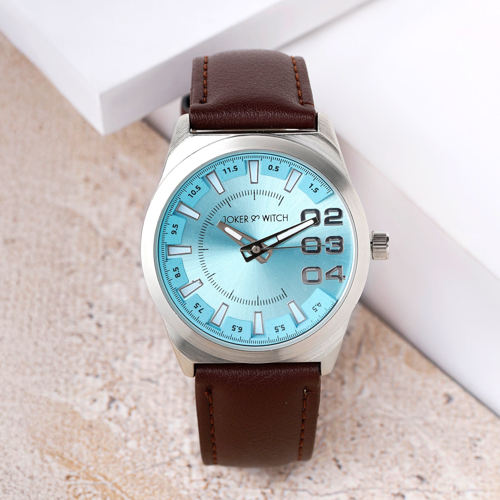 Shop Online Kodiak Men's Silver Watch with a Dark Brown Leather