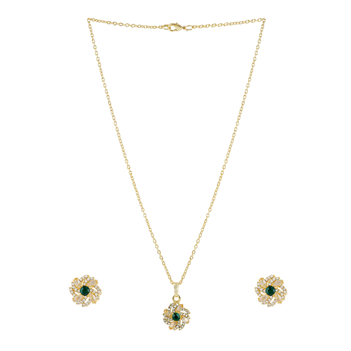 Solene Gold and Emerald Necklace Set1