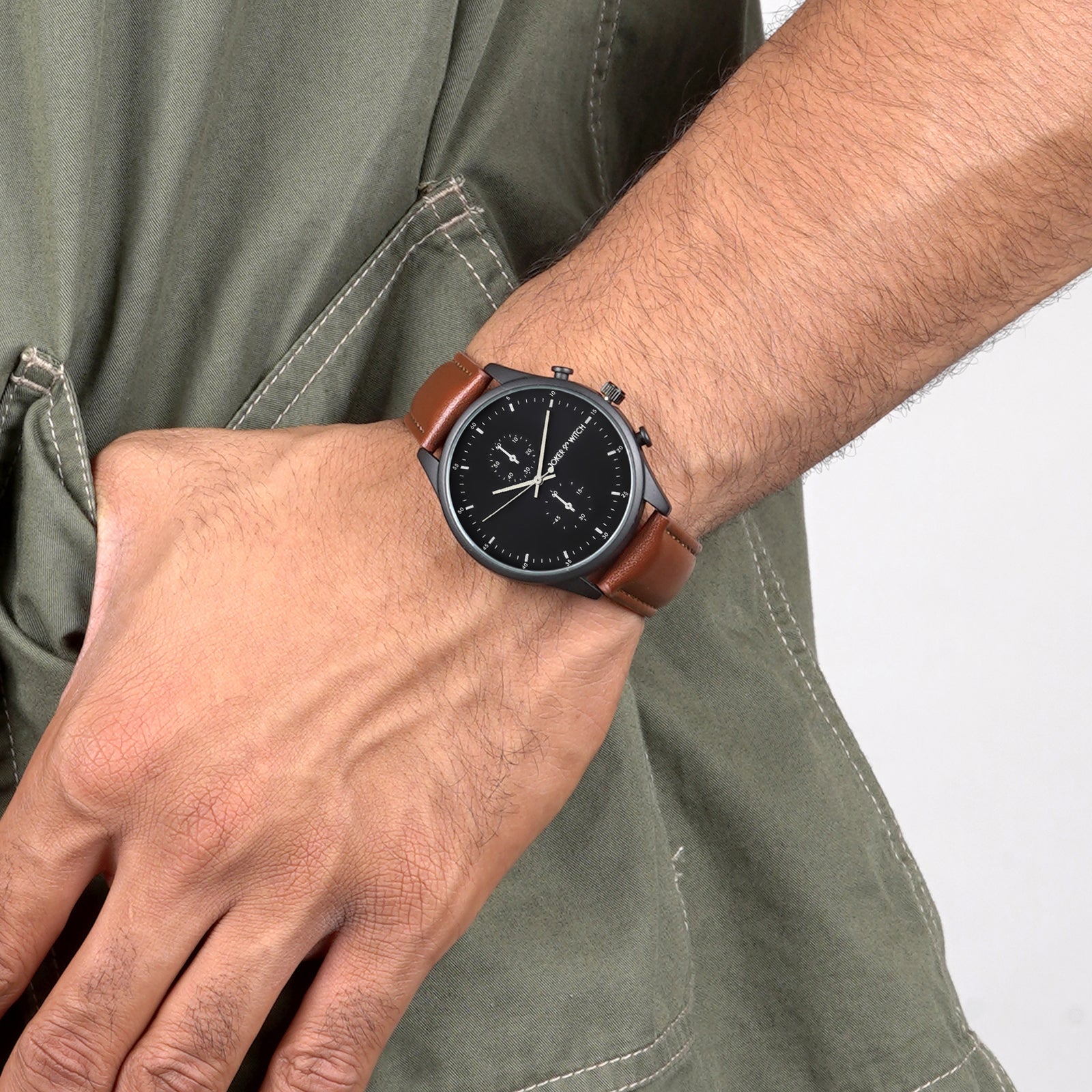 Shop online Beetle Black Dial Brown PU Strap Watch by Joker and Witch