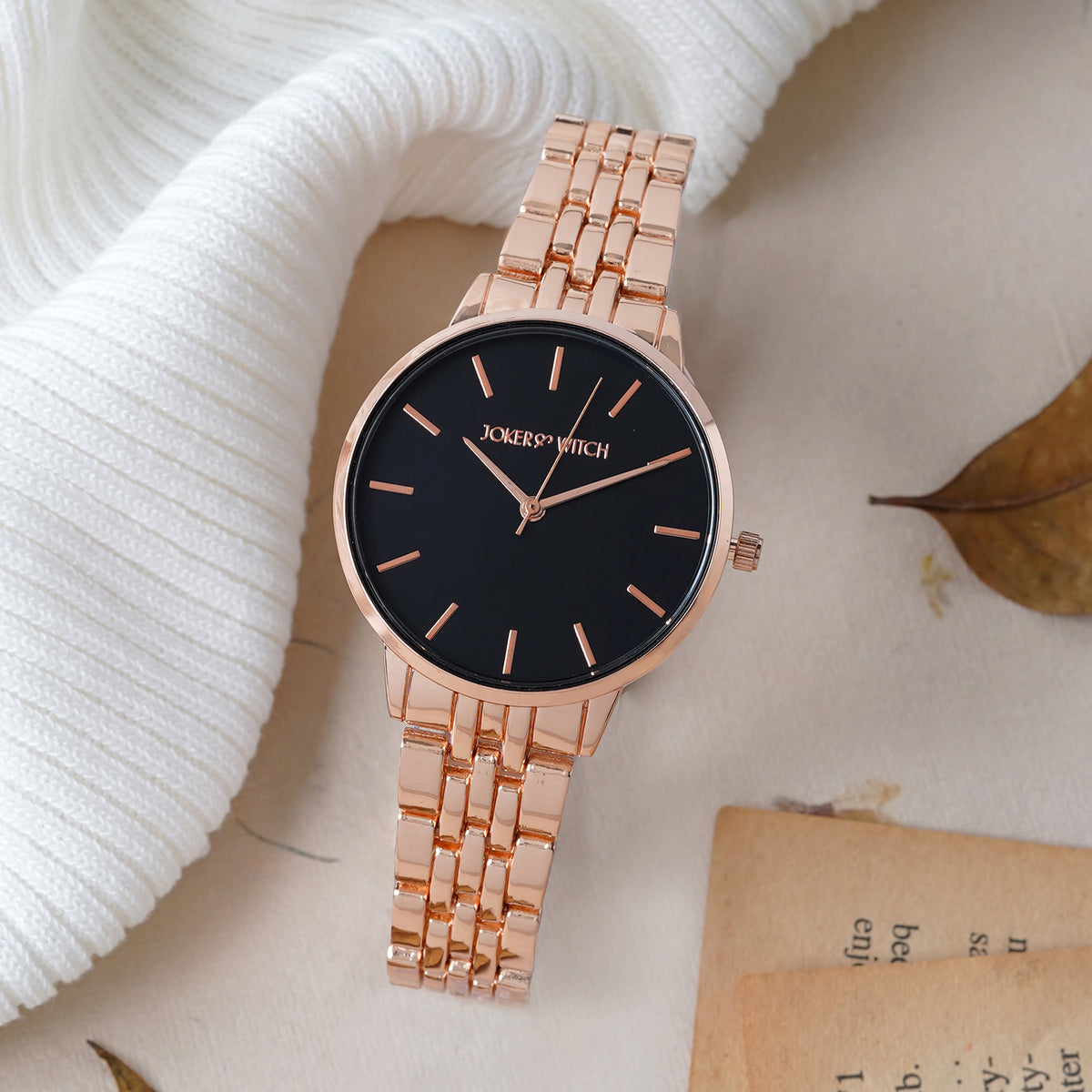 Black dial 2025 rose gold watch