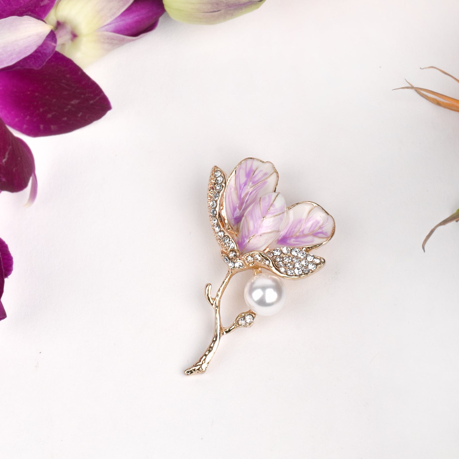 Joker & Witch Irie Pink Tulip Rhinestone Brooch For Women
