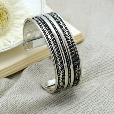 Ivaab Embossed Silver Oxidized Cuff - Joker & Witch