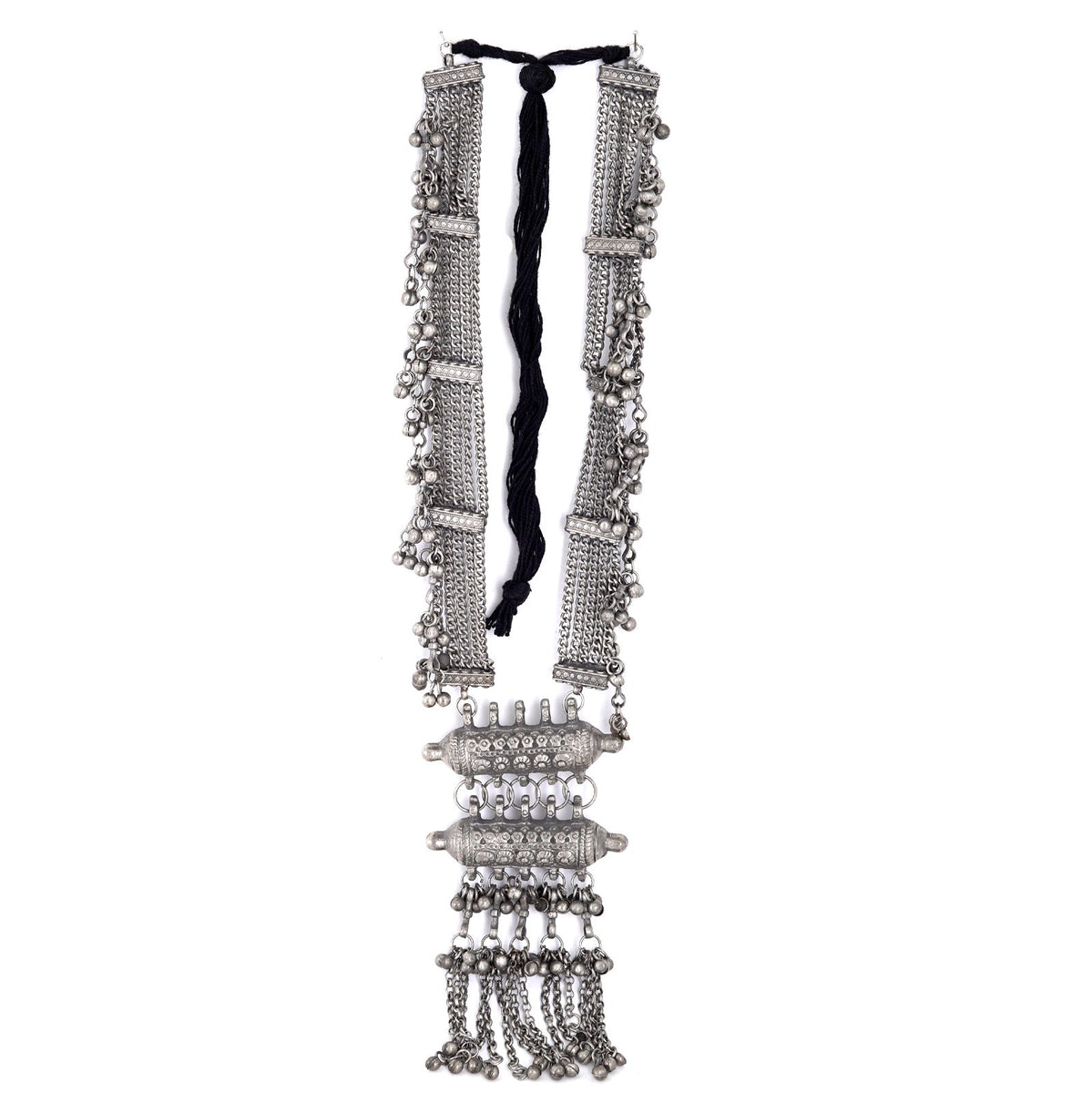 TSJ×HAKU BLACK×SILVER Buy Teejh Ethnic Ethnic Silver Oxidised Long Necklace Online