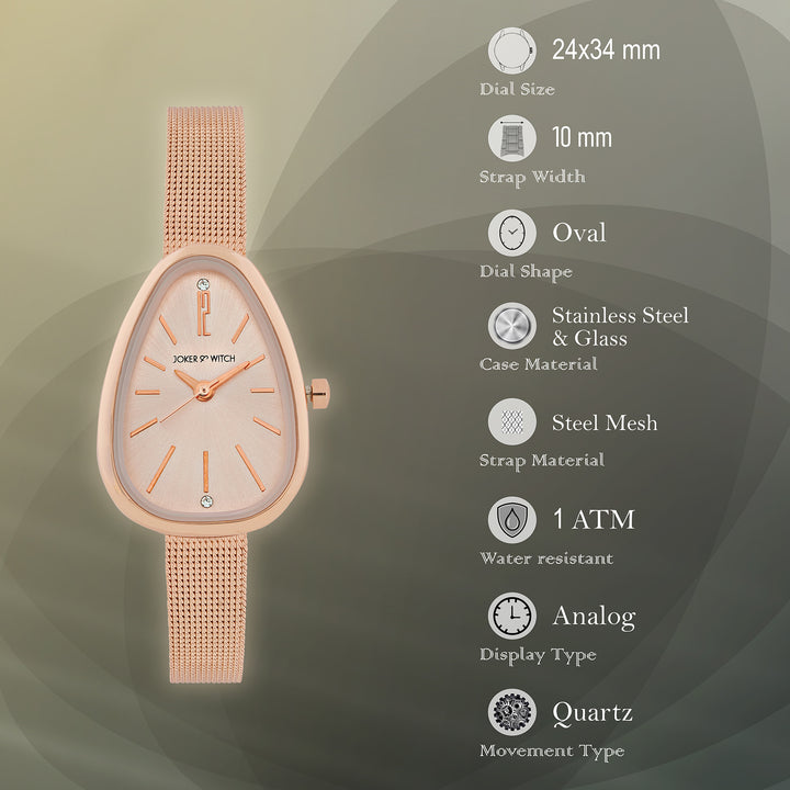 Maris Rose Gold Small Oval Dial Mesh Strap Women's Watch