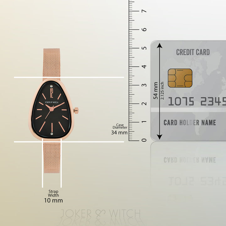 Maris Black Small Oval Dial Rose Gold Mesh Strap Women's Watch