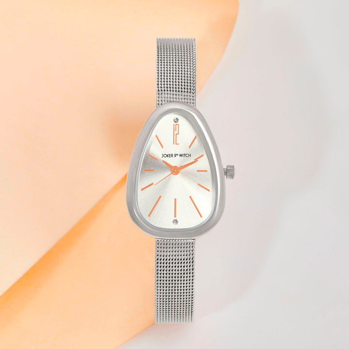 Maris White Small Oval Dial Silver Mesh Strap Women's Watch
