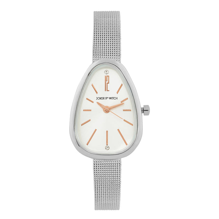 Maris White Small Oval Dial Silver Mesh Strap Women's Watch