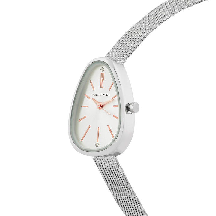 Maris White Small Oval Dial Silver Mesh Strap Women's Watch