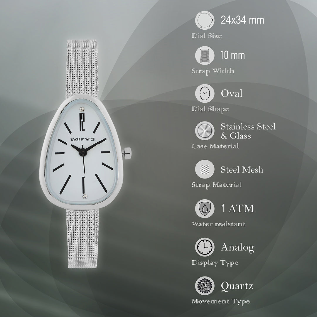 Maris Small Oval Dial Silver Mesh Strap Women's Watch
