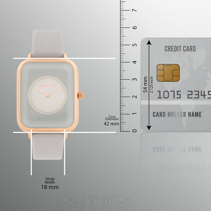 Utopia Light Grey Medium Rectangle Dial PU Strap Unisex Watch