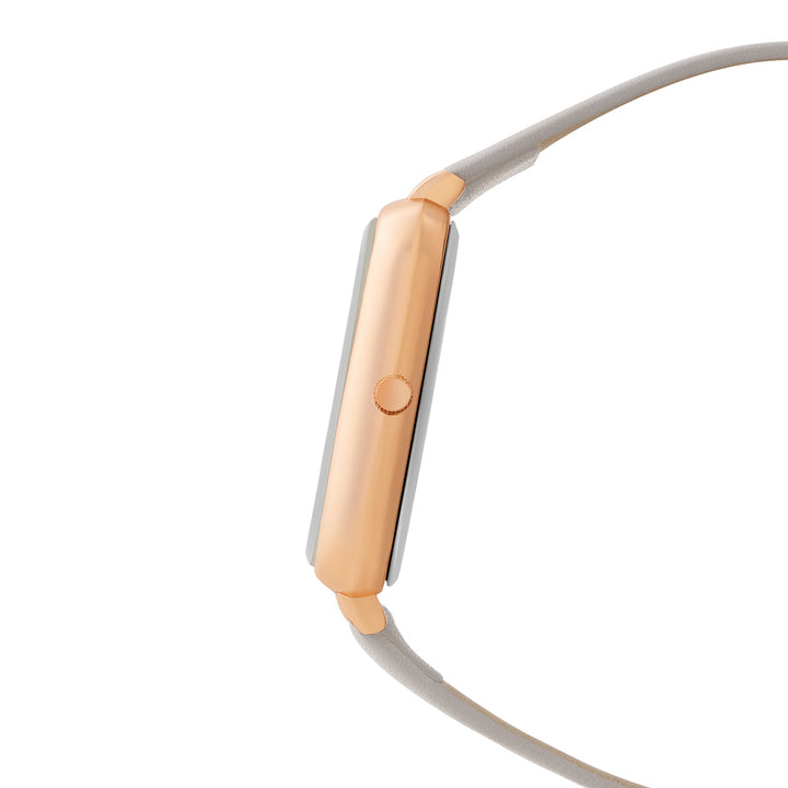 Utopia Light Grey Medium Rectangle Dial PU Strap Unisex Watch