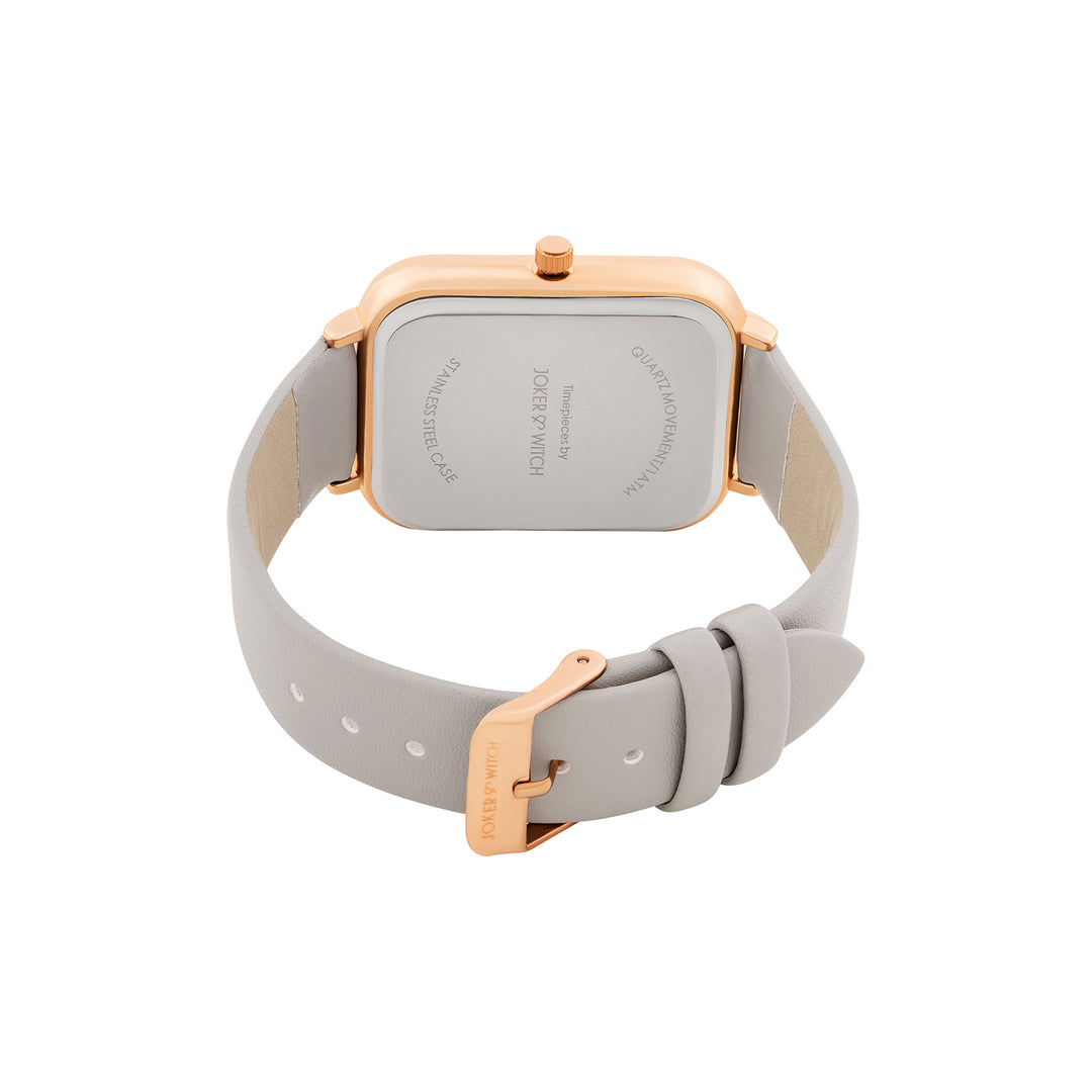 Utopia Light Grey Medium Rectangle Dial PU Strap Unisex Watch