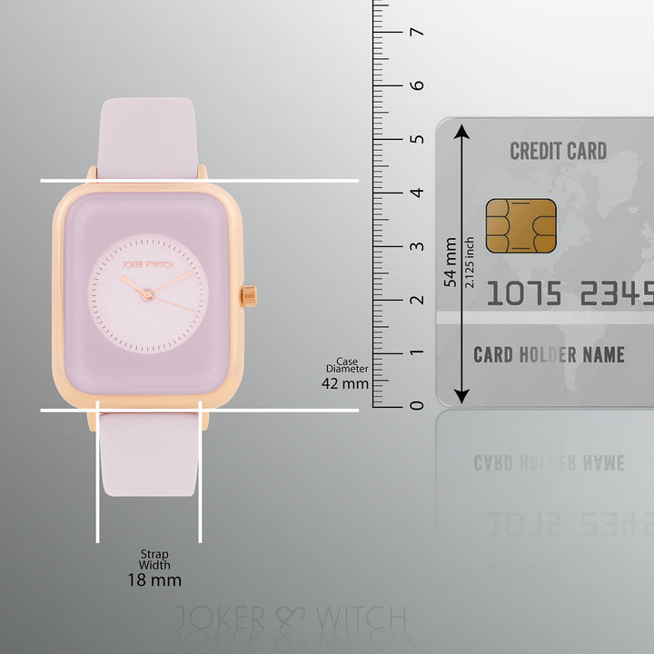 Utopia Lavender Large Rectangle Dial PU Strap Women's Watch