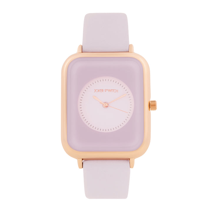 Utopia Lavender Large Rectangle Dial PU Strap Women's Watch