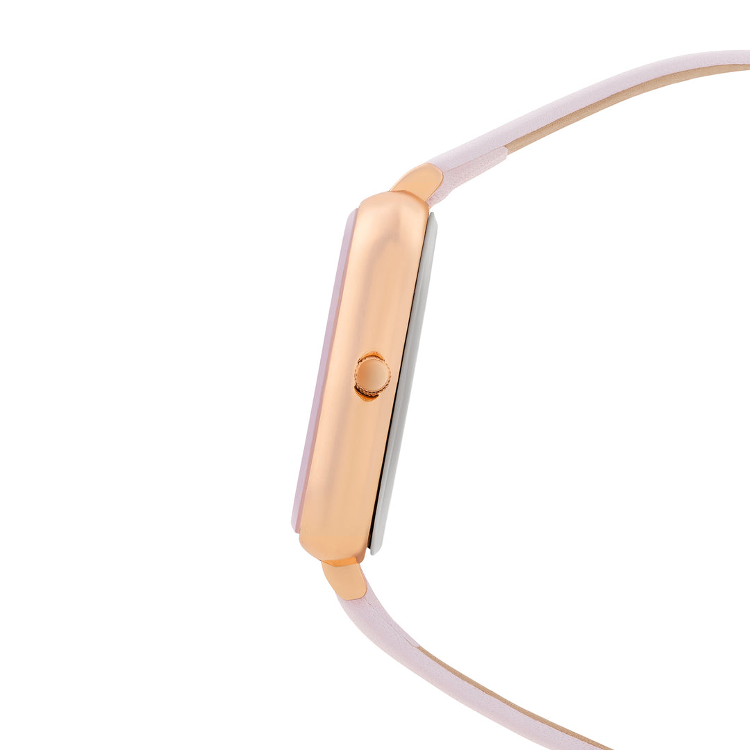 Utopia Lavender Large Rectangle Dial PU Strap Women's Watch