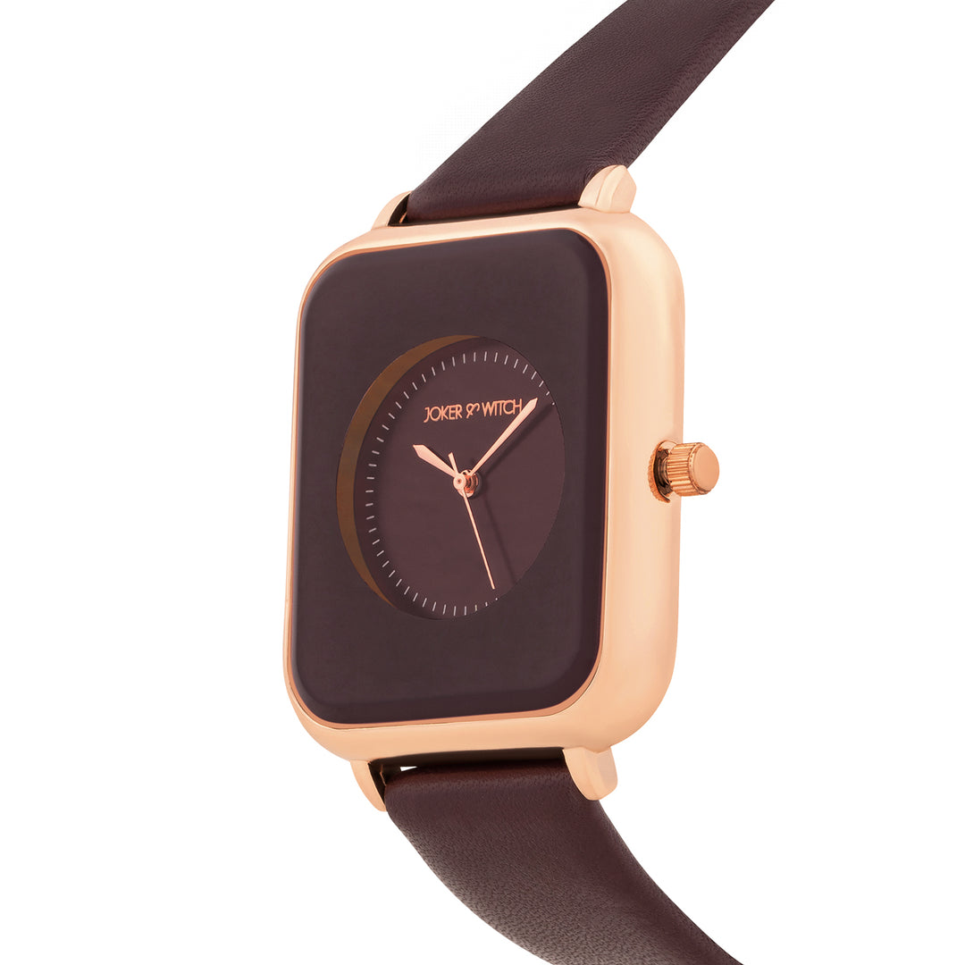 Utopia Maroon Medium Rectangle Dial Maroon PU Strap Women's Watch