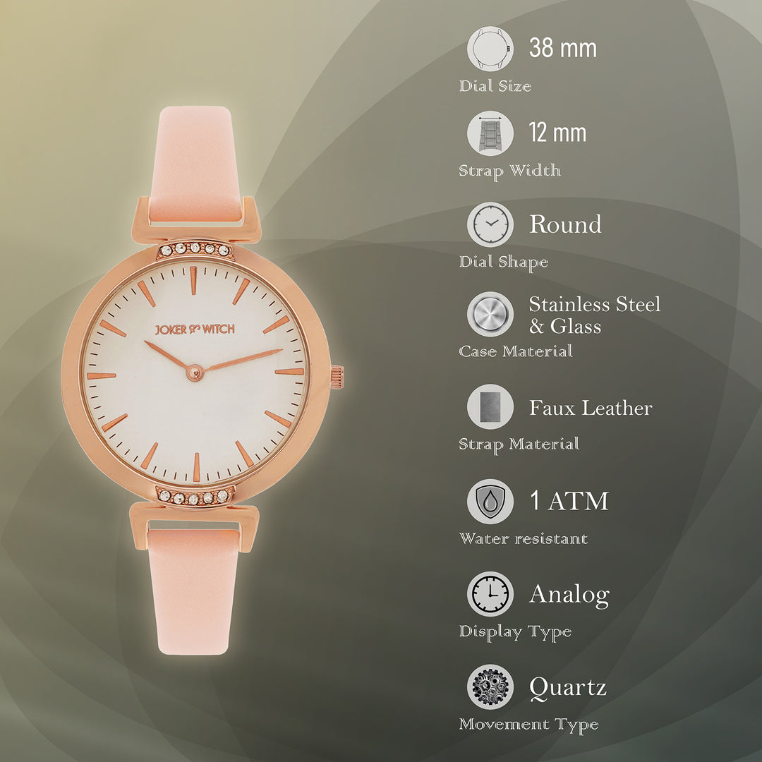 Petite White Medium Dial Pink PU Strap Women's Watch