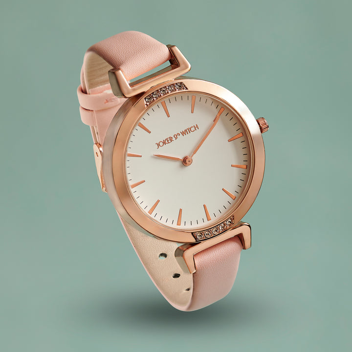 Petite White Medium Dial Pink PU Strap Women's Watch