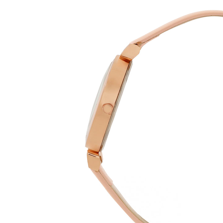 Petite White Medium Dial Pink PU Strap Women's Watch