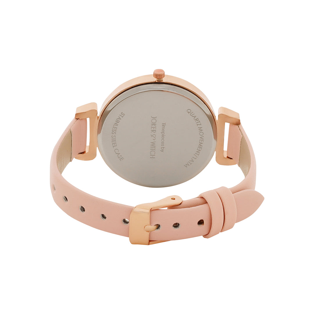 Petite White Medium Dial Pink PU Strap Women's Watch
