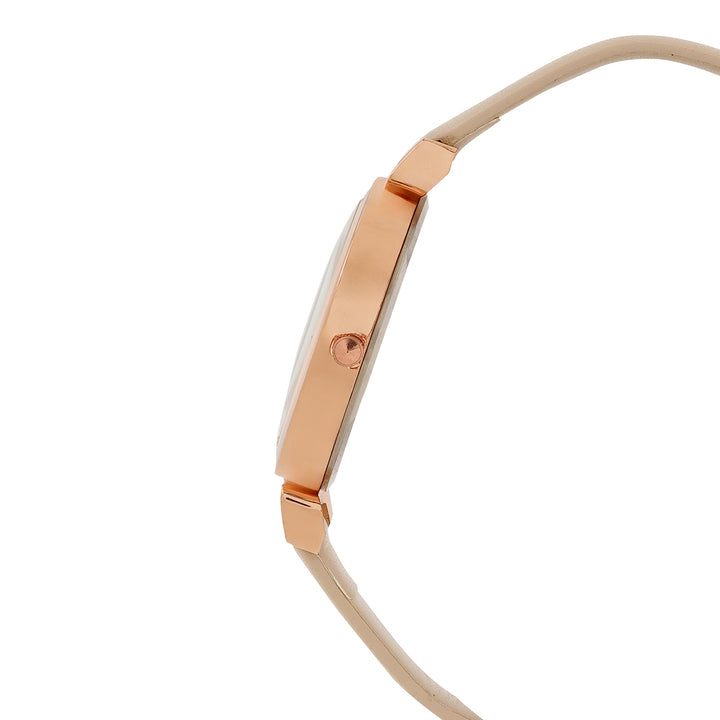 Petite Black Medium Dial Beige PU Strap Women's Watch