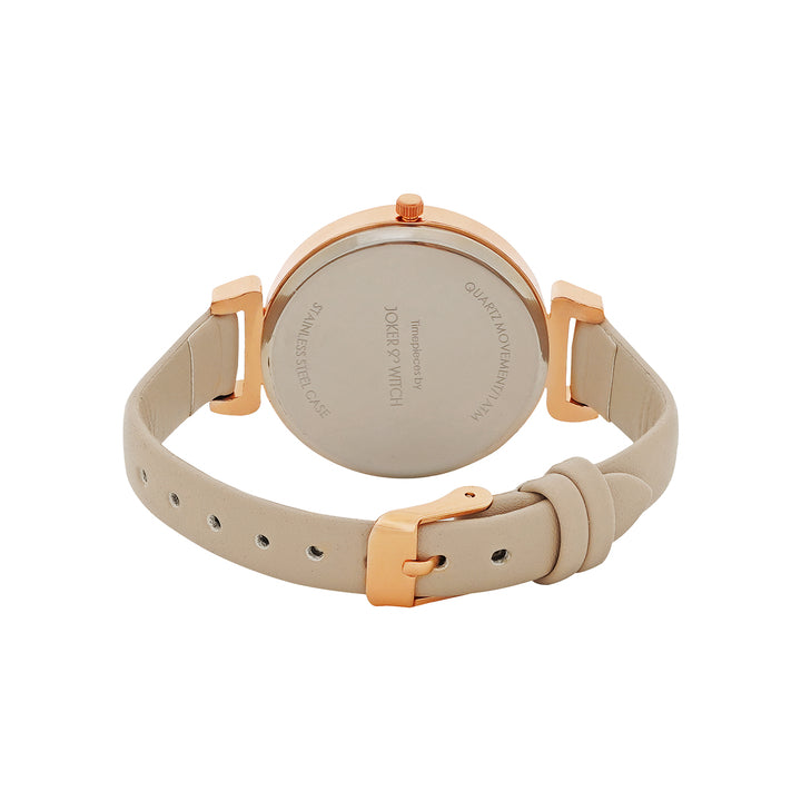 Petite Black Medium Dial Beige PU Strap Women's Watch