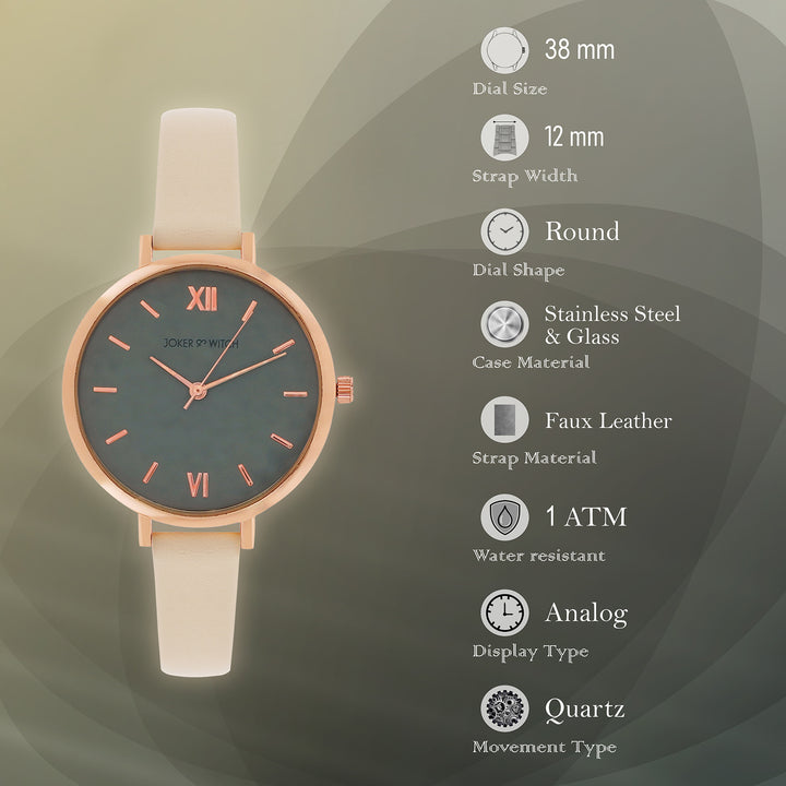 Agnes Grey Large Dial Beige PU Strap Women's Watch