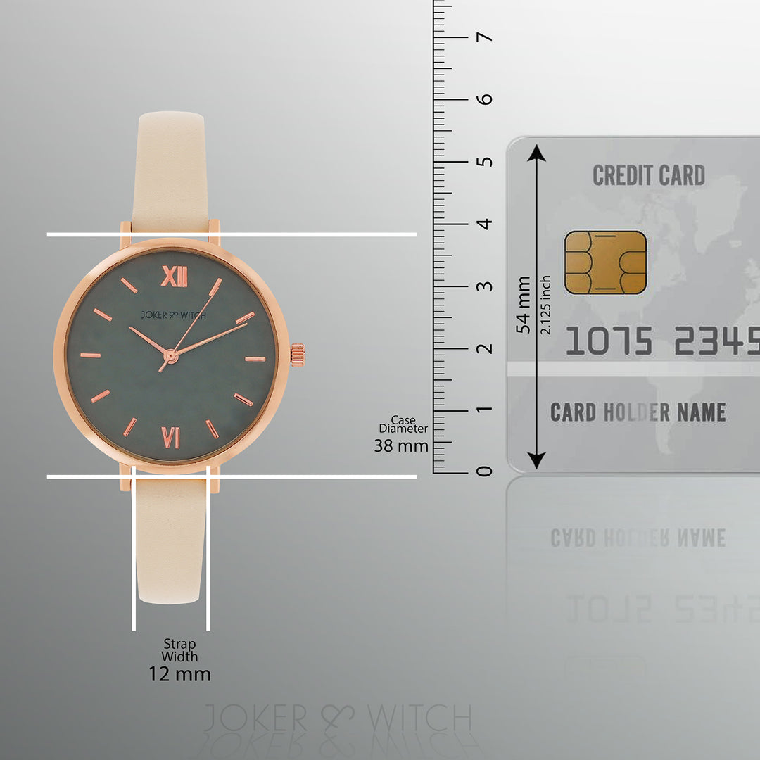 Agnes Grey Large Dial Beige PU Strap Women's Watch