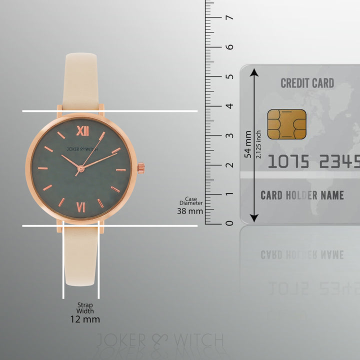 Agnes Grey Large Dial Beige PU Strap Women's Watch