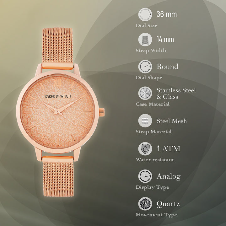 Kathy Rose Gold Medium Dial Mesh Strap Women's Watch