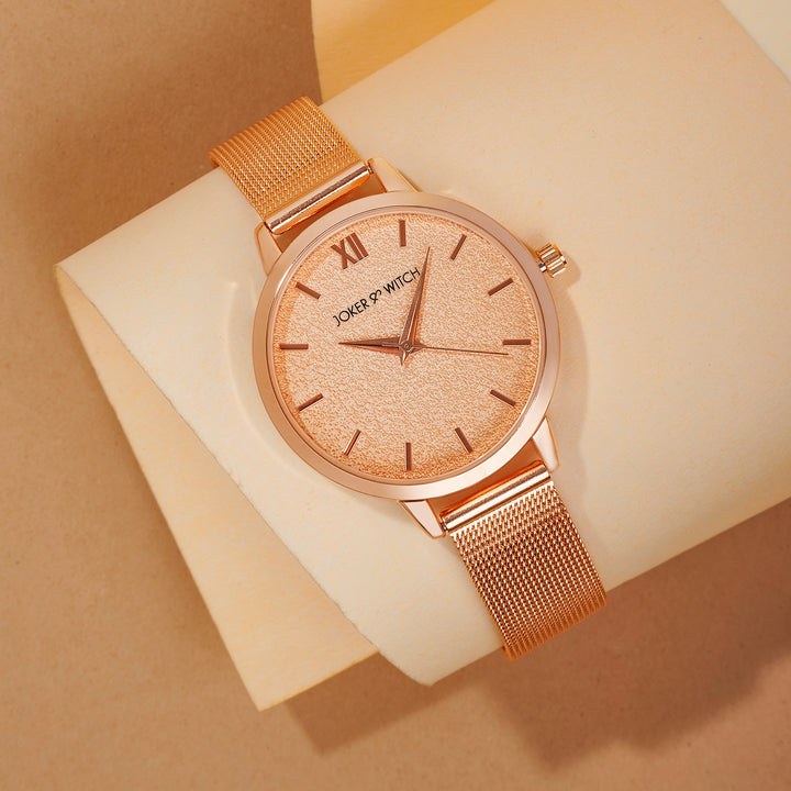 Kathy Rose Gold Medium Dial Mesh Strap Women's Watch