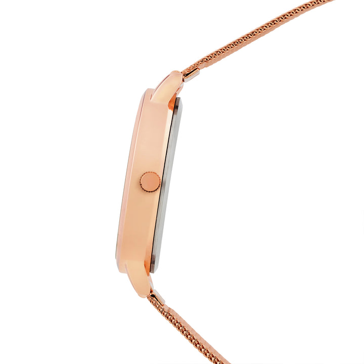 Kathy Black Medium Dial Rose Gold Mesh Strap Women's Watch