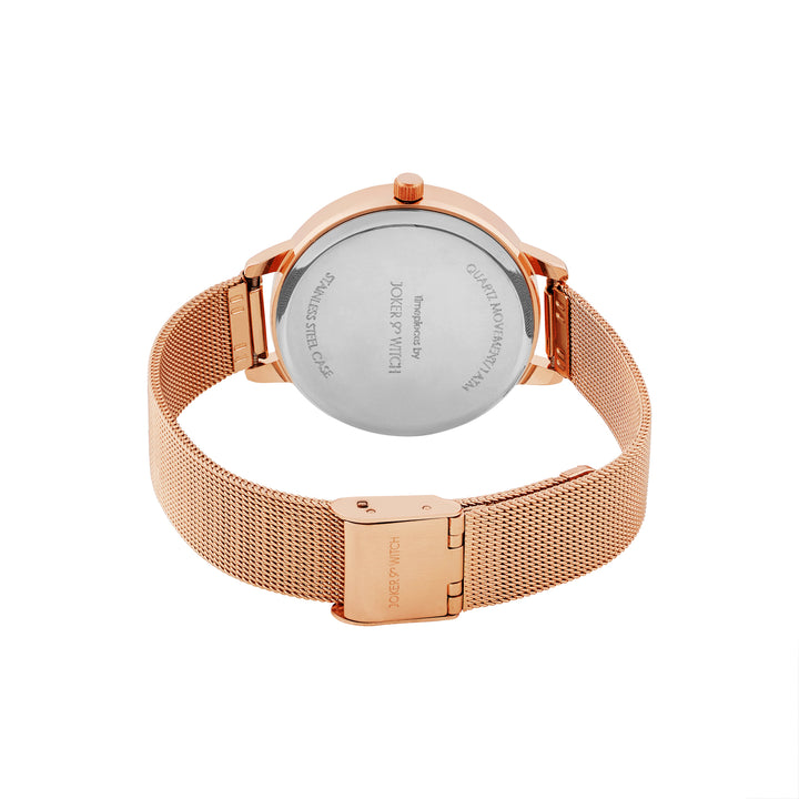 Kathy Black Medium Dial Rose Gold Mesh Strap Women's Watch