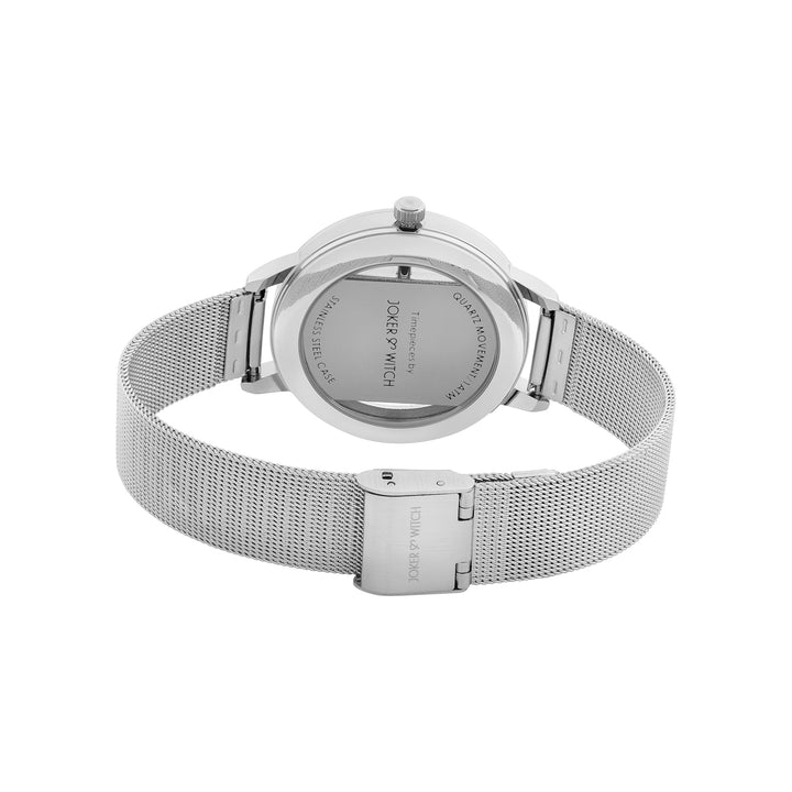 Futuristic Silver Large Glitter Dial Mesh Strap Women's Watch