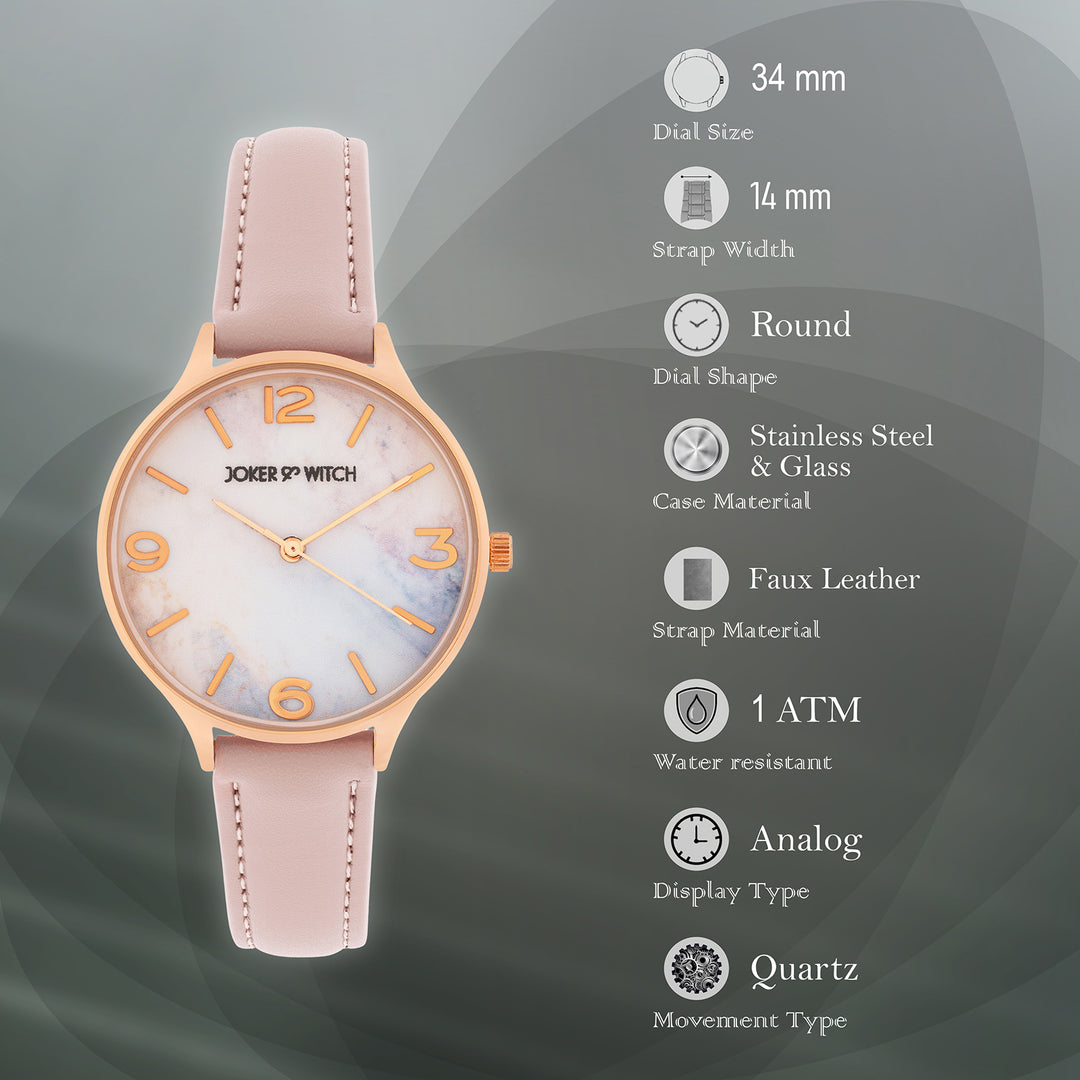 Elysian Multicolor Medium Dial Pink PU Strap Women's Watch