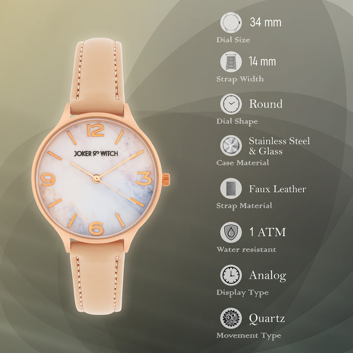 Elysian Multicolor Medium Dial Beige PU Strap Women's Watch