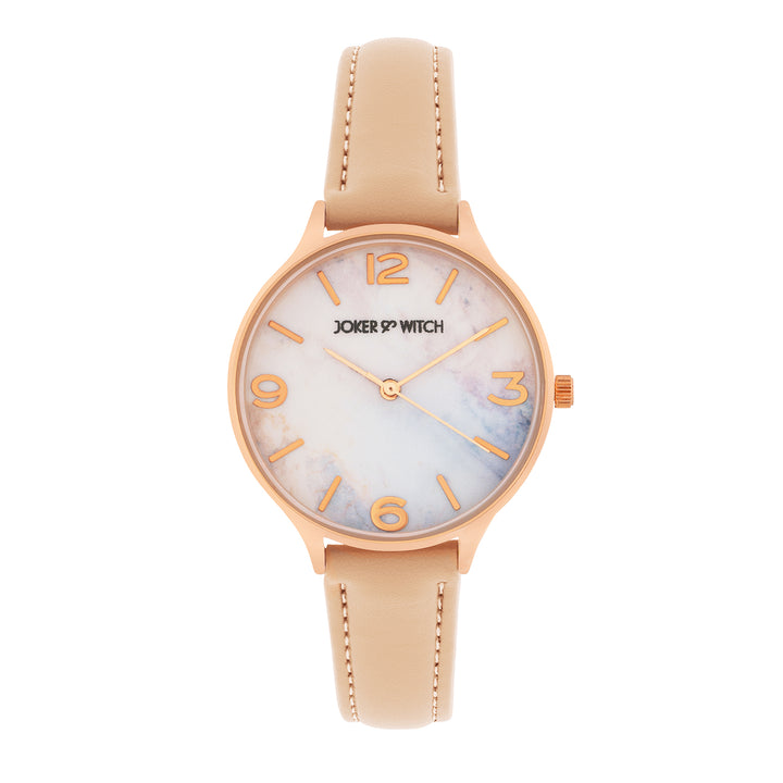 Elysian Multicolor Medium Dial Beige PU Strap Women's Watch