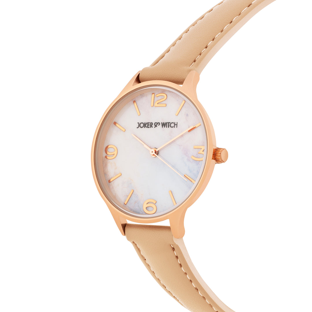Elysian Multicolor Medium Dial Beige PU Strap Women's Watch