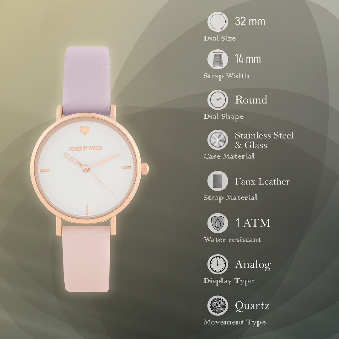 Aurora White Medium Dial Lavender PU Strap Women's Watch