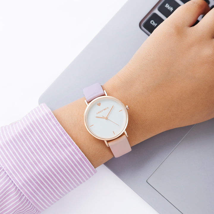 Aurora White Medium Dial Lavender PU Strap Women's Watch
