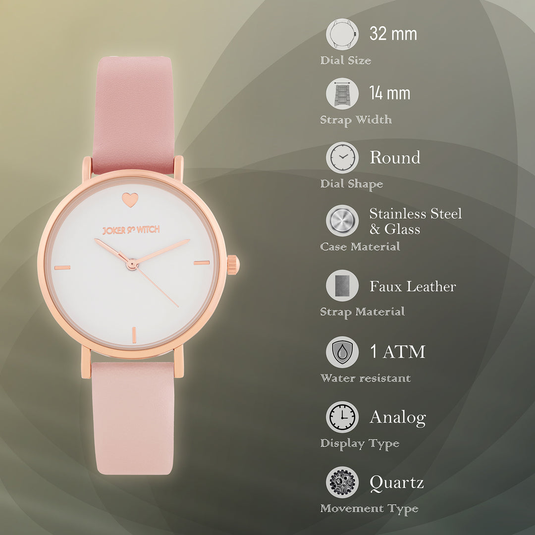 Aurora White Medium Dial Pink PU Strap Women's Watch