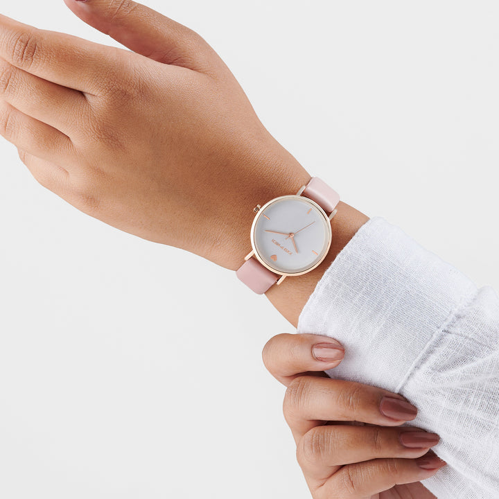 Aurora White Medium Dial Pink PU Strap Women's Watch