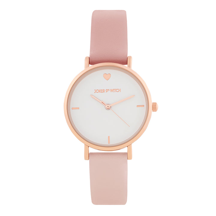Aurora White Medium Dial Pink PU Strap Women's Watch