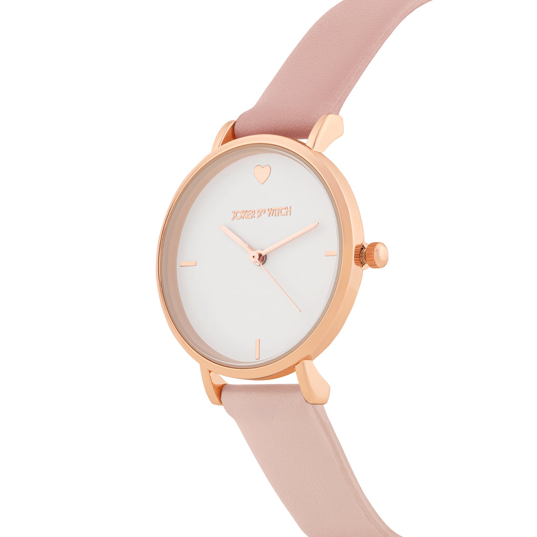 Aurora White Medium Dial Pink PU Strap Women's Watch