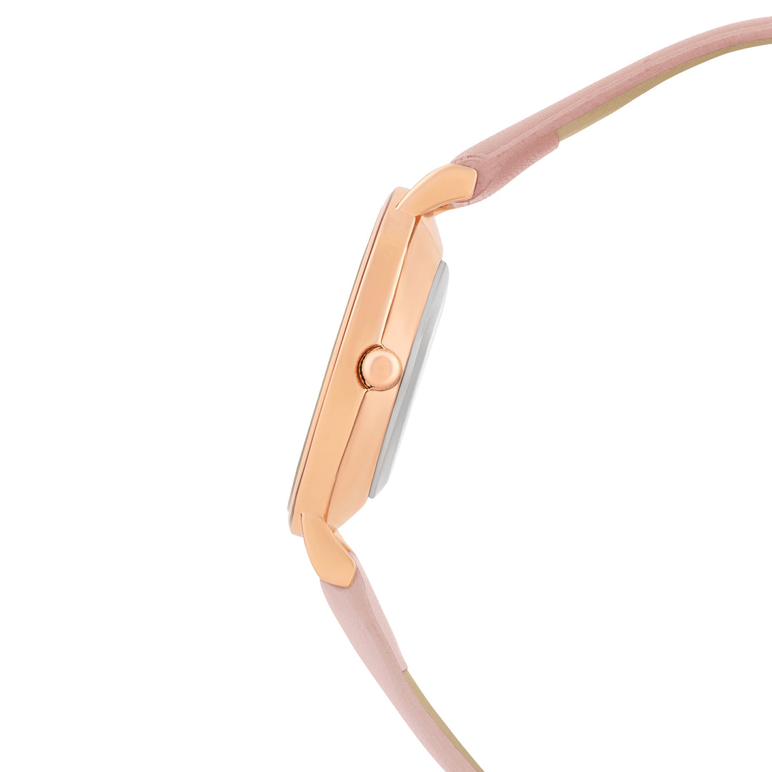 Aurora White Medium Dial Pink PU Strap Women's Watch