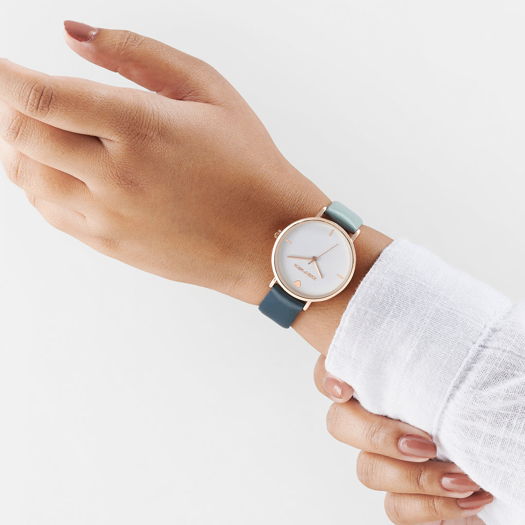 Aurora White Medium Dial Blue PU Strap Women's Watch