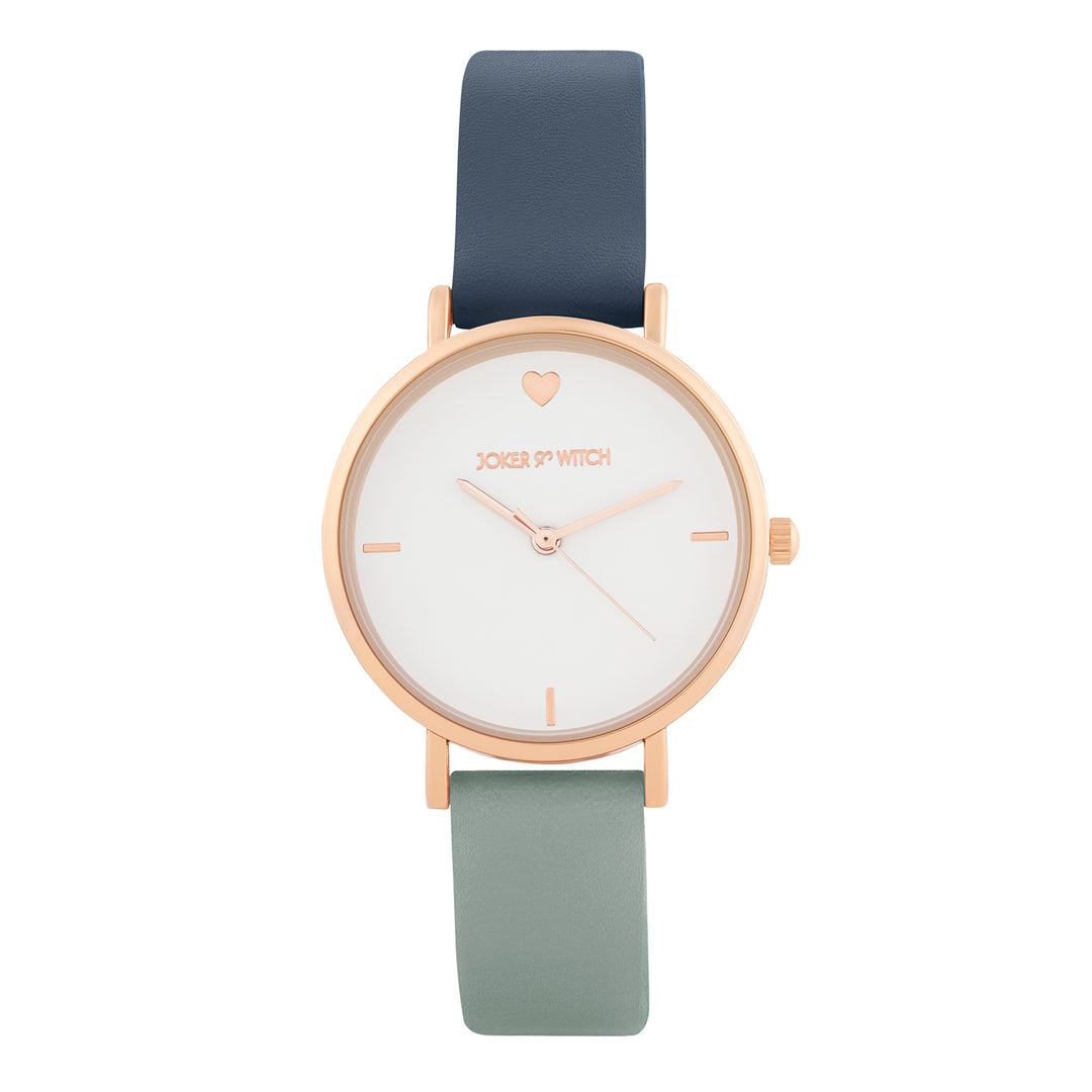 Aurora White Medium Dial Blue PU Strap Women's Watch