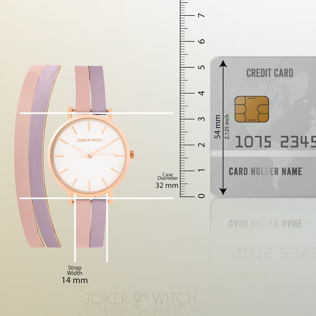 Eventide White Medium Dial Lavender PU Wrap Around Strap Women's Watch